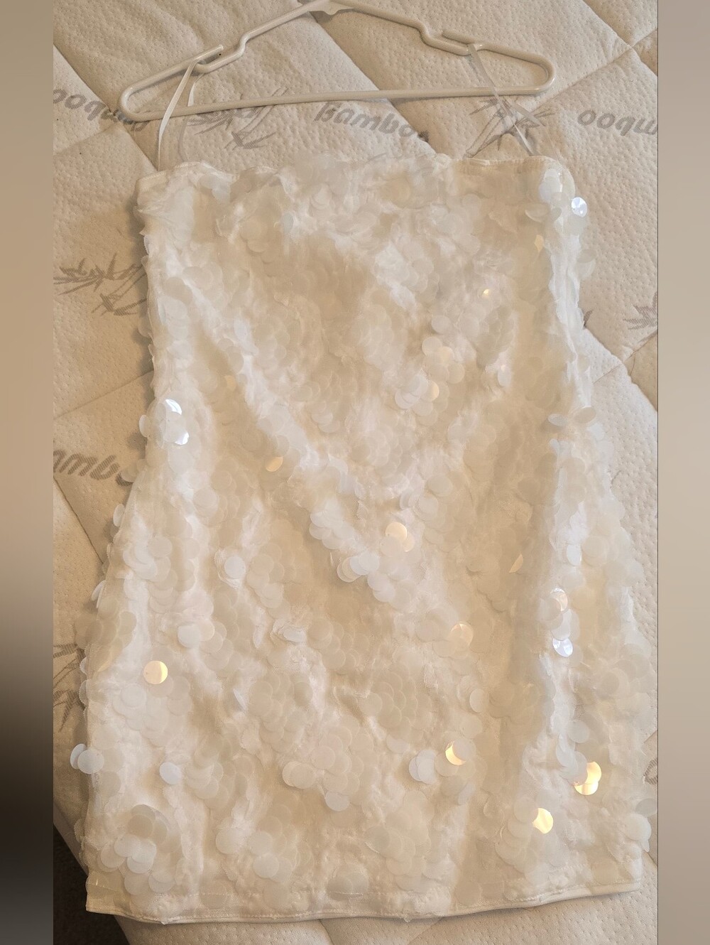 SHEIN White Sequin Layered Girls' Dress